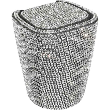 Cendrier de voiture incrusté de diamants, design original avec couvercle, aération intégrée et éclairage LED. (1/5)
