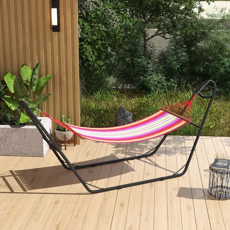 Support de hamac pour 2 personnes, cadre en métal portable et réglable, pour hamacs 275-430cm, noir