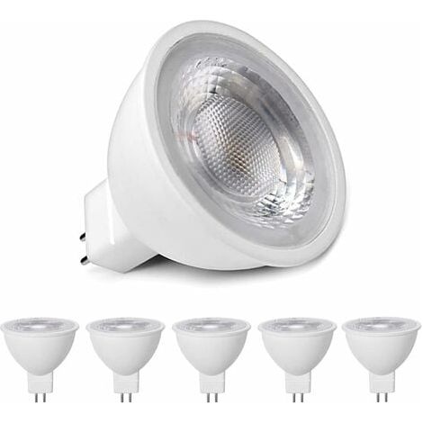Ampoules LED MR16 5W, remplacement halogène 50W, blanc chaud 3000K, lot de 5, sans scintillement. (1/4)