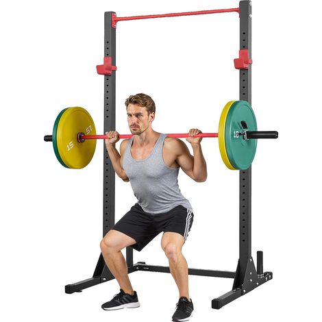 VEVOR Power Cage, multifunktionales Squat Rack, 28-fach verstellbare J-Haken, Klimmzugstange, ohne Sicherheitsstange (1/2)