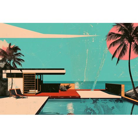 Tableau sur toile piscine architecturale 30x45 cm - Impression sur Toile Murale Décorative - Image imprimée en HD sur Toile - Toile sur Châssis en Bois FSC - Fabriqué en France (1/5)