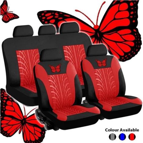 Housse de siège auto - Ensemble de housses - Rouge - Universelle - 9 pièces - Nylon et éponge (1/4)