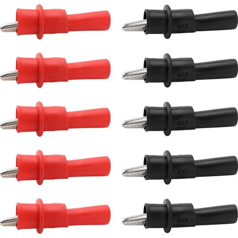30 Pièces 1000V 10A Pince Crocodile Isolée Compatible avec Sondes de 2mm, Pinces Crocodiles Électriques, pour Multimètre Électrique Circuit Test Mesure, Noir Rouge (1/5)