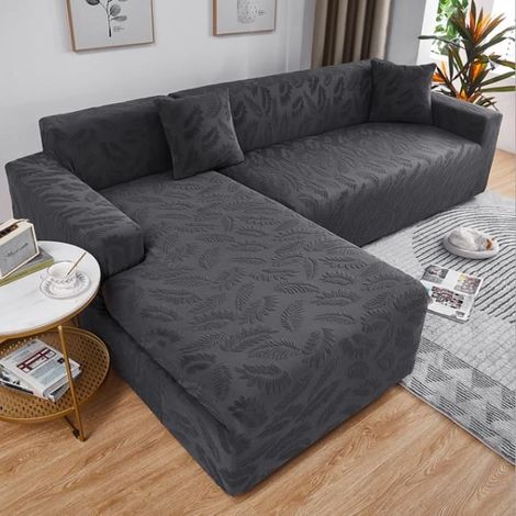 Housse de canapé - 3 + 2 places - Polyester - Gris - Protection intérieure (1/3)