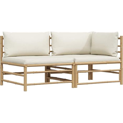 vidaXL Set Divani da Giardino 2 pz con Cuscini Bianco Crema in
