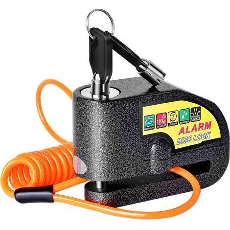 Motorcycle brake disc lock with 1.2 meter orange signal cord, suitable for motorcycles, black. (1/5)