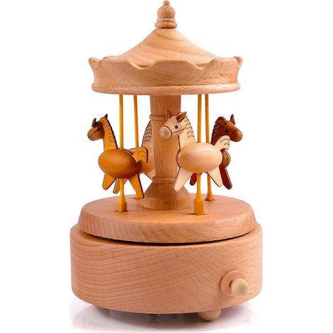 Spieluhr aus Holz, Karussellpferd, Spieluhr für die Heimdekoration