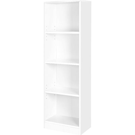 VASAGLE Libreria a 4 Ripiani Regolabili, Scaffale per Bambini, Portaoggetti, Organizzatore per Studio, Ufficio, 40 x 24 x 121,5 cm, Bianco LBC104W (1/5)