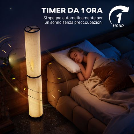Lampada da terra a comando telecomando con dimmer, 3000-6000K, abat-jour beige en tissu, hauteur 135 cm, diamètre 20 cm (1/5)