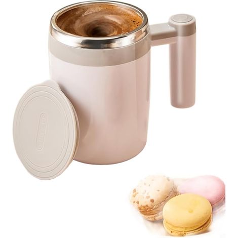Tasse auto-mélangeuse, 400ml, inox 304, blanc, pour bureau (1/4)