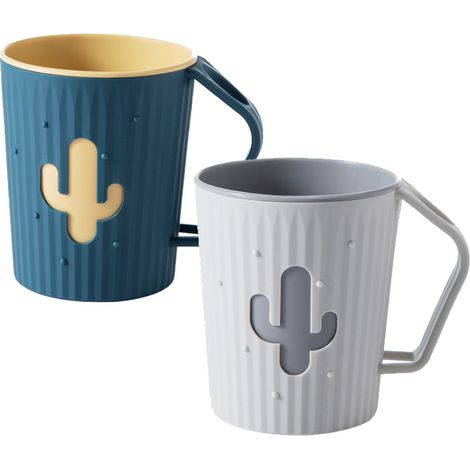 2 gobelets à brosses à dents, motif cactus, polypropylène, salle de bain, enfants et adultes (1/5)