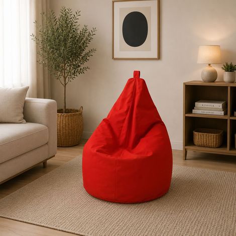 Pouf Angillina, Sackform, 80x80x120h cm Rot (1/4)