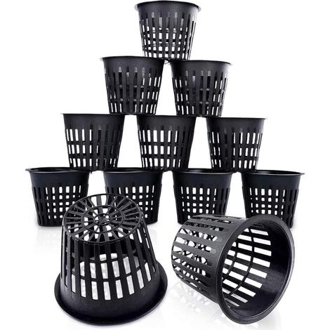 Panier Hydroponique - PP Reutilisable - Pour Culture Aquaponique Aéroponique et Jardinage Intérieur Extérieur - 12 Pièces - Noir (1/5)