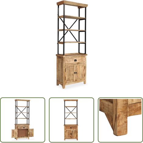 Meuble vintage -  Buffet avec étagères en bois de manguier massif 65x30x180 cm (1/5)