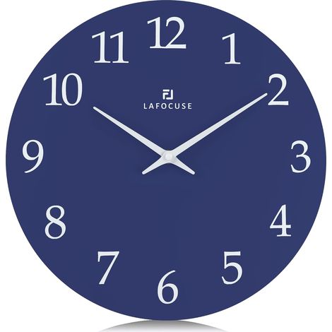 30cm Horloge Murale Bleu Marine Bois Silencieuse, Design Moderne Pendule Murale Facile à Lire, sans Tic Tac Décoration pour Salon Cuisine Chambre Bureau (1/5)