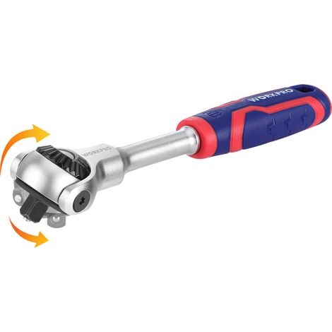 Clé à Cliquet 1/4" à Tête Pivotante, Clé à Douille de 150 mm à Dégagement Rapide 72 Dents, Acier au Chrome Vanadium, Tête Rotative à 270°, Outil pour Réparation Automobile (1/5)
