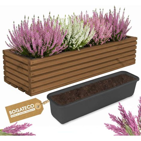Jardinière Bois Bogateco 64x20x14 cm avec Bac Brun Foncé (1/5)