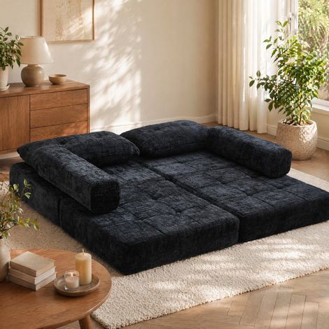 Sofá cama plegable de chenilla 79x180 cm OKMYHOME