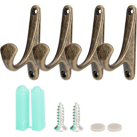 Wandhaken aus Zinklegierung, 4er-Set Haken für Handtücher, Hüte und Mäntel, robuste Wandhalterung für den Haushalt. (1/5)