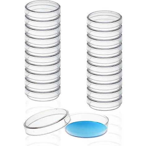 Lot de 30 boîtes de Petri en plastique de 60 x 15 mm avec couvercles (1/5)