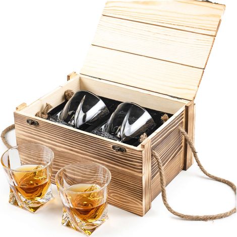 Coffret cadeau de 2 verres à whisky spiralés dans une boîte avec poignée [K.384S/No.27 Coffret de 2] (1/5)