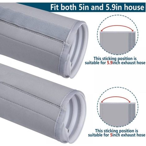 150x53cm Protection pour Tuyau Climatiseur , 5"&5.9" Portable Isolé Housse Tuyau Climatiseur Manchon Protection en EVA Pour Tuyau d'Évacuation AC Mobile Universel Tuyaux D'échappement