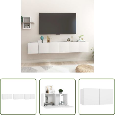 Meuble murale - Meubles TV suspendus 3 pcs Blanc 60x30x30 cm (1/5)