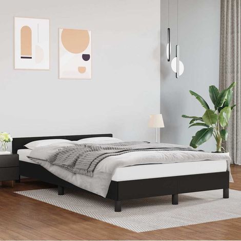 Estructura de cama con cabecero sin colchón negro 120x200 cm (1/5)