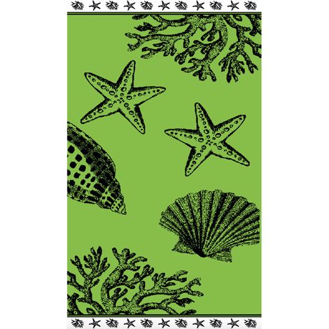 Telo Mare Spiaggia Piscina Jacquard In Spugna Disegno Baleari Verde (1/3)