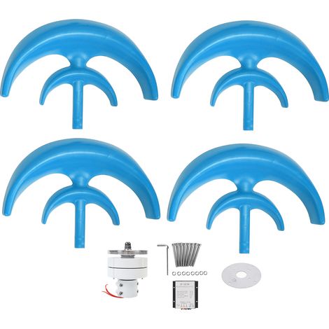 Éolienne 1200W 4 pales Générateur AC Moteur Solaire Système Lanterne Double Couche Bleu 12V Kit (1/5)