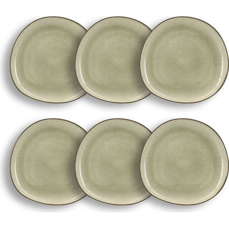 Lot de 6 assiettes à desserts 22cm en grès, OLI (1/3)