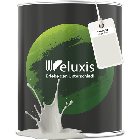 Wandfarbe Hellgrau Grau Creme Matt Innenfarbe – Deckkraft Klasse 1, VOC-frei, Ohne Grundierung, Tropfarm – Wohnzimmer & Schlafzimmer – 1L – Veluxis (Chalk Grey)
