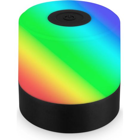 BRILONER SMAL LED Tischlampe kabellos, IP44 Spritzwasserschutz, RGB bunte Lichtfarben, Warmweißes Licht, Touchfunktion, schwarz, 7 x 7 cm