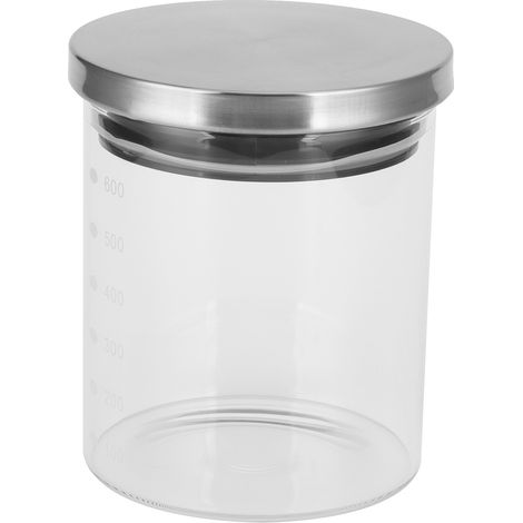 Boîte de conservation alimentaire avec couvercle en acier inoxydable et graduation, bocal hermétique de 600 ml pour la cuisine. (1/5)