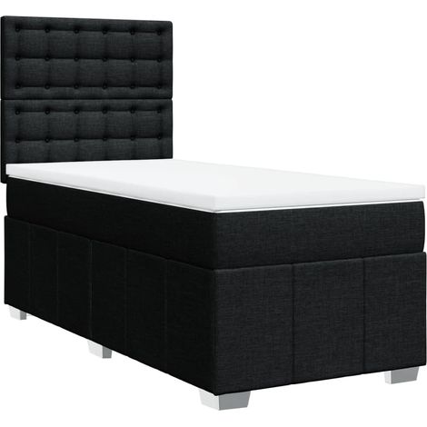 Maison Exclusive - Sommier à lattes de lit avec matelas Noir 90x190 cm Tissu (1/5)