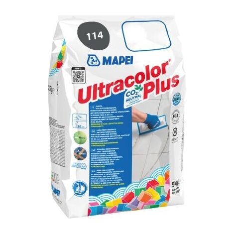 MAPEI - ULTRACOLOR PLUS MALTA CEMENTIZIA AD ALTE PRESTAZIONI 5 KG. COLORE 114 ANTRACITE 6011445A (1/2)