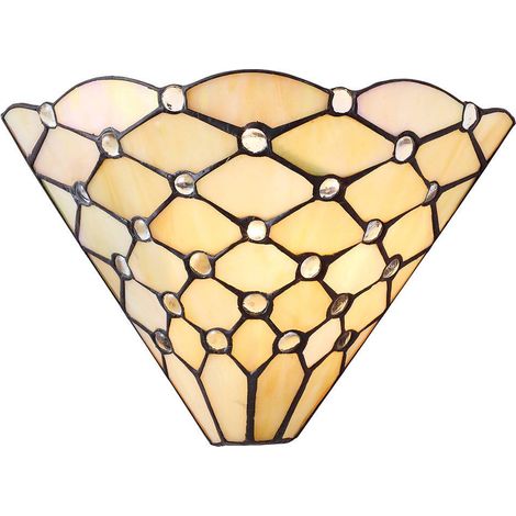 Interiors Pearl - 1 Lampada da parete per interni in bronzo scuro con vetro Tiffany, E14 (1/4)
