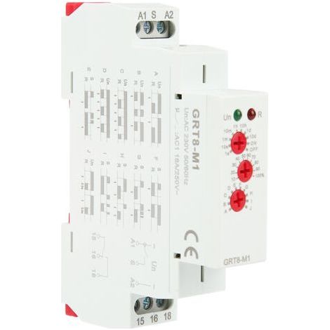 Relais temporisé multifonctionnel 10 fonctions – AC 230V – Montage rail DIN 35mm – Plage de temporisation 0,1s à 10 jours - GRT8-M1-Chrom (1/5)