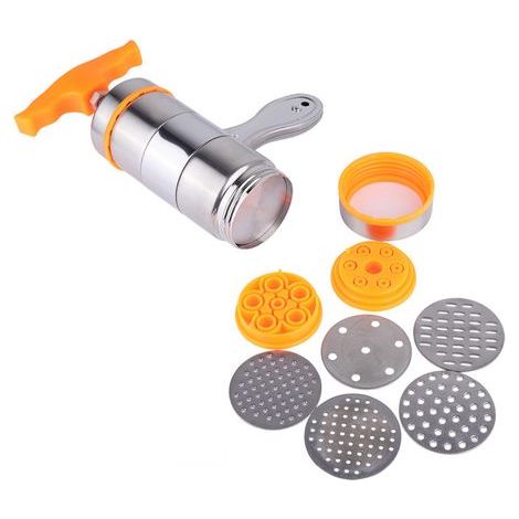 Machine à Pâtes en Acier Inoxydable Fabricant de Presse à Nouilles Ménagères Presseur de Nouilles Manuel avec 7 Moules Coupe-Nouilles Machine à Spaghetti pour les Estaurants/école/Familles. (1/5)