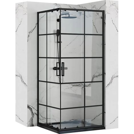 CABINE DE DOUCHE REA CONCEPT BLACK 90X90 + RECEVEUR SAVOY BLANC (1/5)