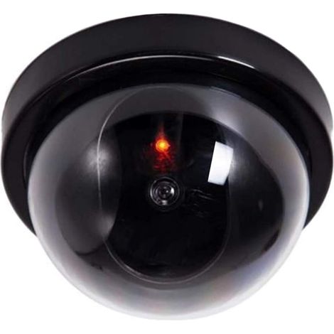 Caméra factice avec objectif, caméra de surveillance factice avec lumière LED rouge, imitation réaliste pour mur, plafond (1/5)