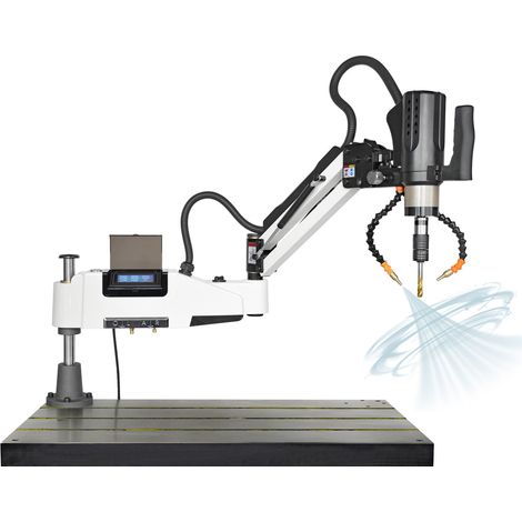 Bras de taraudage électrique M6 à M24 écran tactile PLC servo 1,2 kW 230V système de soufflage et lubrification auto MW-Tech ETA2412PRO (1/5)