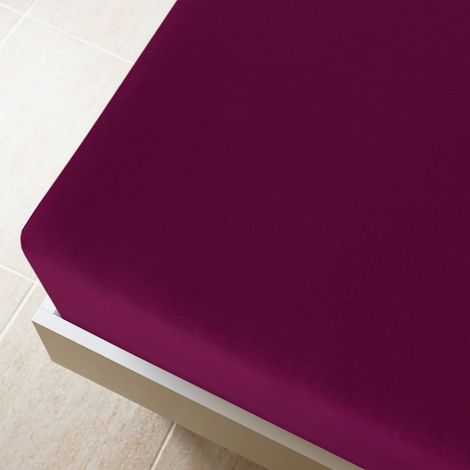Maison Exclusive - Spannbettlaken Jersey Bordeauxrot 160x200 cm B (1/4)