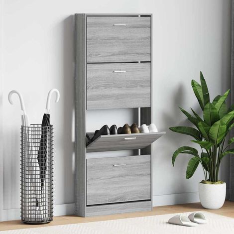 vidaXL Shoe Cabinet Grey Sonoma 59x17x150 cm Engineered Wood (1/5)
