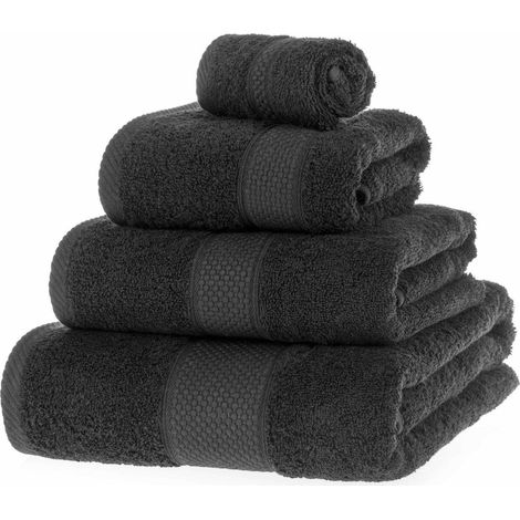 HOMESCAPES Turkish Cotton Black Bath Towels Set
