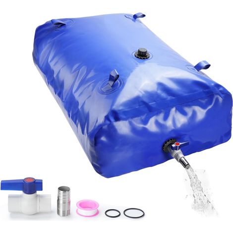 Récupérateur d'eau Citerne Eau de Pluie Borsa dell'acqua Sac à Eau Mobile Sac à Eau extérieur avec Valve de Sortie et Tapis antidérapant I bidon d'eau Pliable en PVC Extra résistant I réutilisable (1/5)