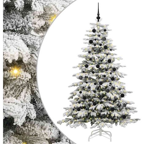 Sapin de Noël，Arbre de Noël Artificiel à Branches Articulées Blanc 210 cm CFW75208 (1/5)