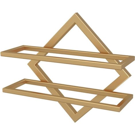 Supports Muraux pour Bouteilles de Vin en Métal, Rganisateur de Casier à Vin Suspendu Pliable pour 2 Bouteilles d'alcool, Étagère Murale Casier à Vin pour Cave De Bar De Cuisine (1, Gold) (1/4)