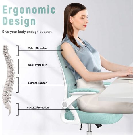 Ergonomic Office Chair Desk Swivel Chair with Headrest Green (1/5)
