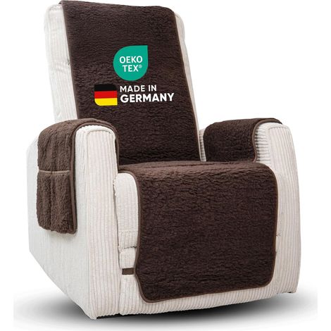 Novaliv housse de fauteuil relax marron - housse de fauteuil universelle avec accoudoir et repose-pieds - housse de fauteuil de protection en laine